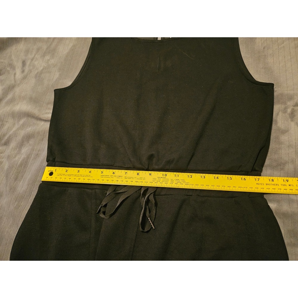 Anrabess Black Sleeveless Wide Leg Jumpsuit Drawstring Waist Pockets XL - Picture 6 of 12